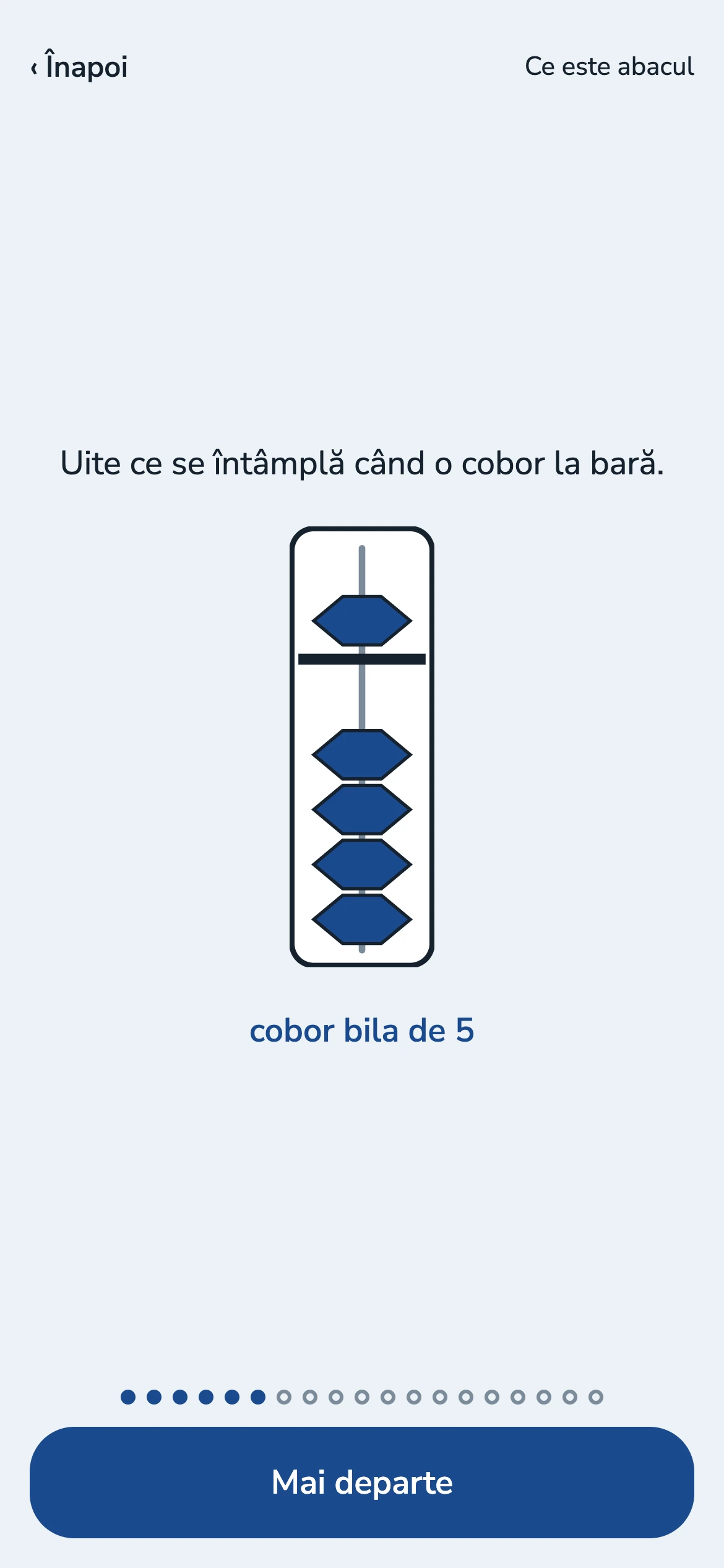 Lecție de abac japonez: bila de 5 coborâtă la bară